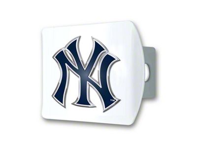 Hitch Cover with New York Yankees Logo; White (Universal; Some Adaptation May Be Required)