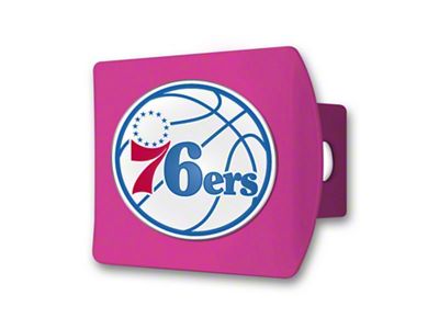 Hitch Cover with Philadelphia 76ers Logo; Pink (Universal; Some Adaptation May Be Required)