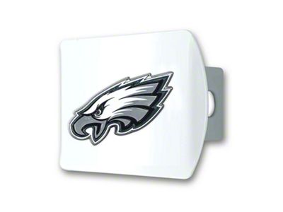 Hitch Cover with Philadelphia Eagles Logo; White (Universal; Some Adaptation May Be Required)