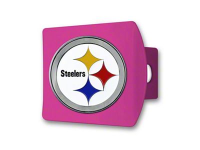 Hitch Cover with Pittsburgh Steelers Logo; Pink (Universal; Some Adaptation May Be Required)