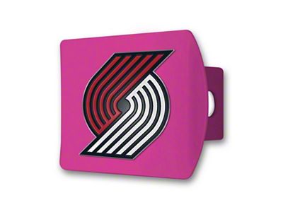 Hitch Cover with Portland Trail Blazers Logo; Pink (Universal; Some Adaptation May Be Required)