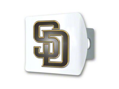 Hitch Cover with San Diego Padres Logo; White (Universal; Some Adaptation May Be Required)