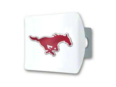 Hitch Cover with SMU Logo; White (Universal; Some Adaptation May Be Required)