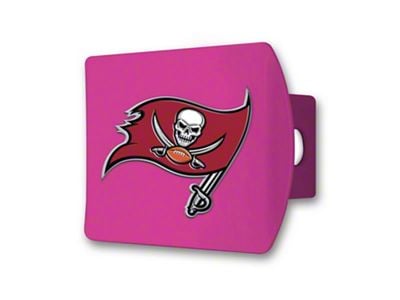 Hitch Cover with Tampa Bay Buccaneers Logo; Pink (Universal; Some Adaptation May Be Required)