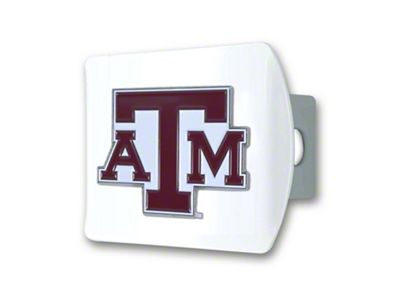 Hitch Cover with Texas A&M Logo; White (Universal; Some Adaptation May Be Required)