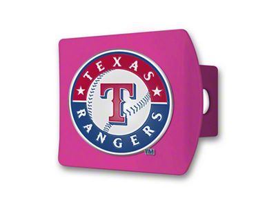 Hitch Cover with Texas Rangers Logo; Pink (Universal; Some Adaptation May Be Required)