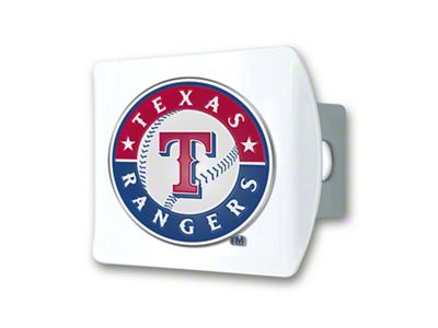 Hitch Cover with Texas Rangers Logo; White (Universal; Some Adaptation May Be Required)