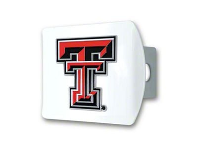 Hitch Cover with Texas Tech Logo; White (Universal; Some Adaptation May Be Required)