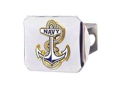 Hitch Cover with U.S. Naval Academy Logo; Chrome (Universal; Some Adaptation May Be Required)