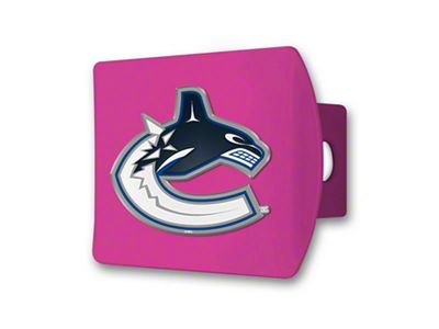 Hitch Cover with Vancouver Canucks Logo; Pink (Universal; Some Adaptation May Be Required)