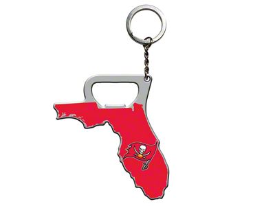 Keychain Bottle Opener with Tampa Bay Buccaneers Logo; Red