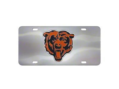 License Plate with Chicago Bears Logo; Stainless Steel (Universal; Some Adaptation May Be Required)