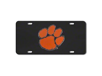 License Plate with Clemson University Logo; Black (Universal; Some Adaptation May Be Required)