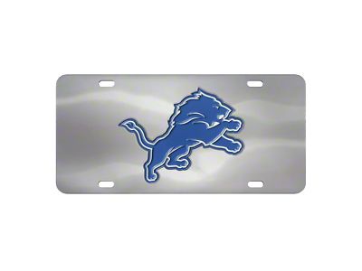 License Plate with Detroit Lions Logo; Stainless Steel (Universal; Some Adaptation May Be Required)