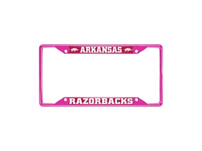 License Plate Frame with Arkansas; Pink (Universal; Some Adaptation May Be Required)