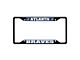 License Plate Frame with Atlanta Braves Logo; Black and Navy (Universal; Some Adaptation May Be Required)