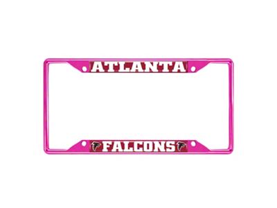 License Plate Frame with Atlanta Falcons; Pink (Universal; Some Adaptation May Be Required)