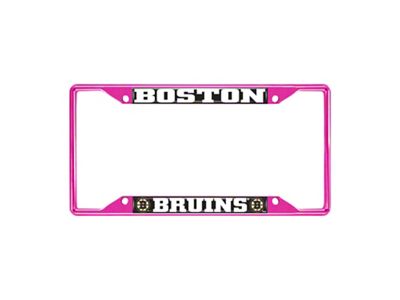 License Plate Frame with Boston Bruins; Pink (Universal; Some Adaptation May Be Required)