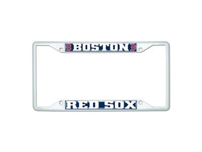 License Plate Frame with Boston Red Sox; White (Universal; Some Adaptation May Be Required)