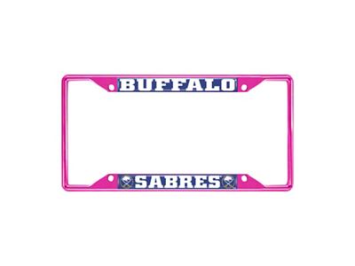 License Plate Frame with Buffalo Sabres; Pink (Universal; Some Adaptation May Be Required)