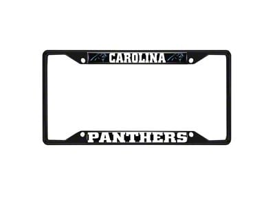 License Plate Frame with Carolina Panthers Logo; Black and Black (Universal; Some Adaptation May Be Required)