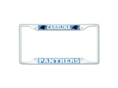 License Plate Frame with Carolina Panthers; White (Universal; Some Adaptation May Be Required)