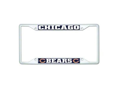 License Plate Frame with Chicago Bears; White (Universal; Some Adaptation May Be Required)