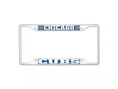 License Plate Frame with Chicago Cubs; White (Universal; Some Adaptation May Be Required)