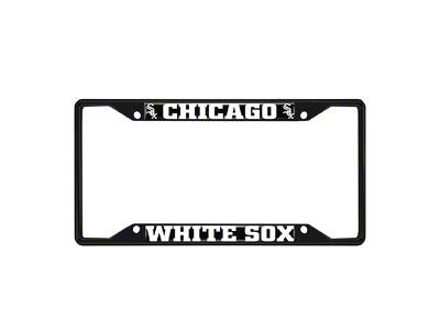 License Plate Frame with Chicago White Sox Logo; Black and Black (Universal; Some Adaptation May Be Required)