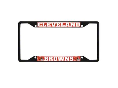 License Plate Frame with Cleveland Browns Logo; Black and Orange (Universal; Some Adaptation May Be Required)