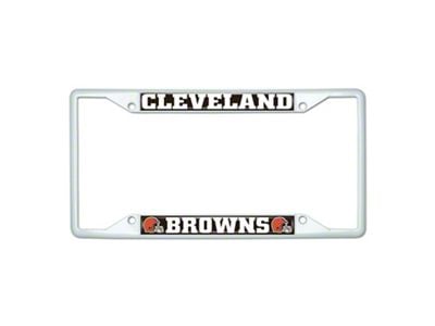 License Plate Frame with Cleveland Browns; White (Universal; Some Adaptation May Be Required)