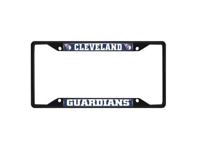 License Plate Frame with Cleveland Guardians Logo; Black and Blue (Universal; Some Adaptation May Be Required)