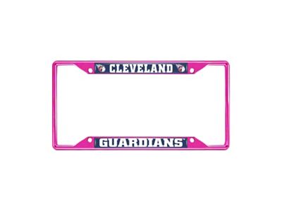 License Plate Frame with Cleveland Guardians; Pink (Universal; Some Adaptation May Be Required)