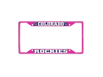 License Plate Frame with Colorado Rockies; Pink (Universal; Some Adaptation May Be Required)