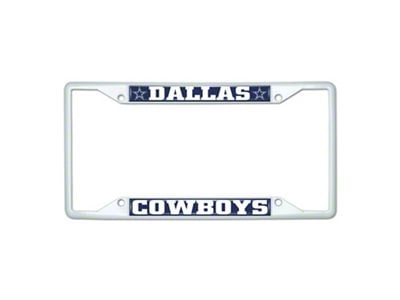 License Plate Frame with Dallas Cowboys; White (Universal; Some Adaptation May Be Required)