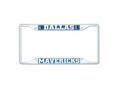 License Plate Frame with Dallas Mavericks; White (Universal; Some Adaptation May Be Required)