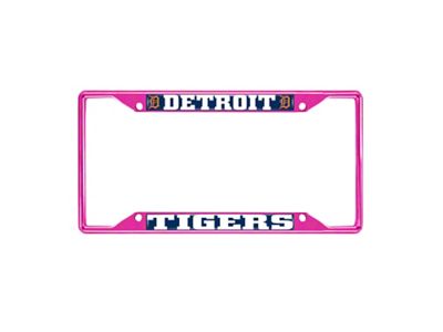 License Plate Frame with Detroit Tigers; Pink (Universal; Some Adaptation May Be Required)