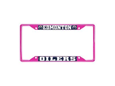 License Plate Frame with Edmonton Oilers; Pink (Universal; Some Adaptation May Be Required)