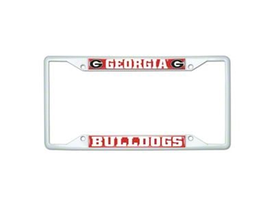 License Plate Frame with Georgia; White (Universal; Some Adaptation May Be Required)