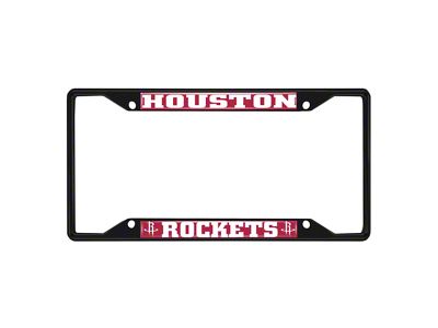 License Plate Frame with Houston Rockets Logo; Black and Red (Universal; Some Adaptation May Be Required)