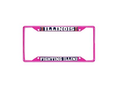 License Plate Frame with Illinois; Pink (Universal; Some Adaptation May Be Required)