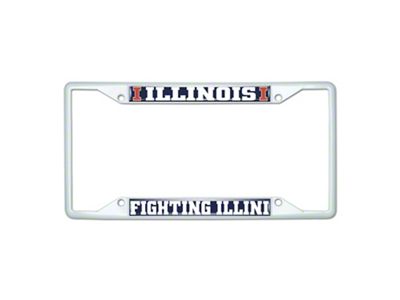 License Plate Frame with Illinois; White (Universal; Some Adaptation May Be Required)