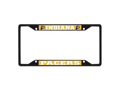 License Plate Frame with Indiana Pacers Logo; Black and Chrome (Universal; Some Adaptation May Be Required)