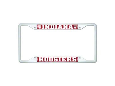 License Plate Frame with Indiana; White (Universal; Some Adaptation May Be Required)