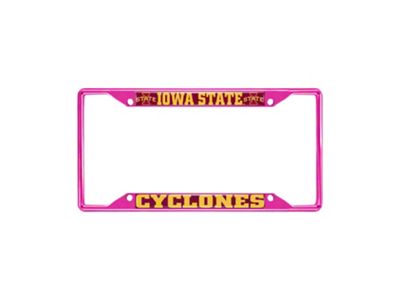 License Plate Frame with Iowa State; Pink (Universal; Some Adaptation May Be Required)