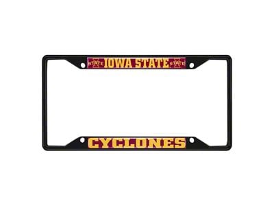 License Plate Frame with Iowa State University Logo; Black and Red (Universal; Some Adaptation May Be Required)