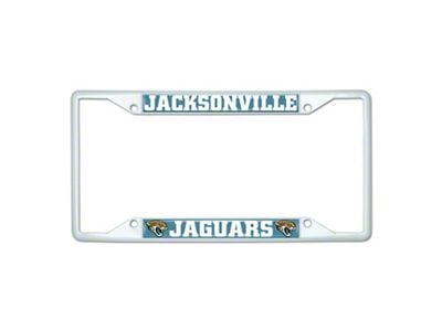 License Plate Frame with Jacksonville Jaguars; White (Universal; Some Adaptation May Be Required)