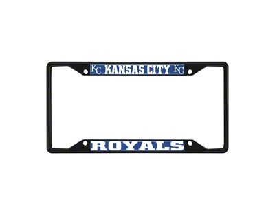 License Plate Frame with Kansas City Royals Logo; Black and Blue (Universal; Some Adaptation May Be Required)