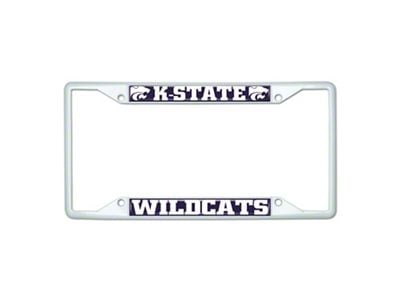 License Plate Frame with Kansas State; White (Universal; Some Adaptation May Be Required)