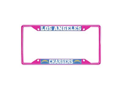 License Plate Frame with Los Angeles Chargers; Pink (Universal; Some Adaptation May Be Required)